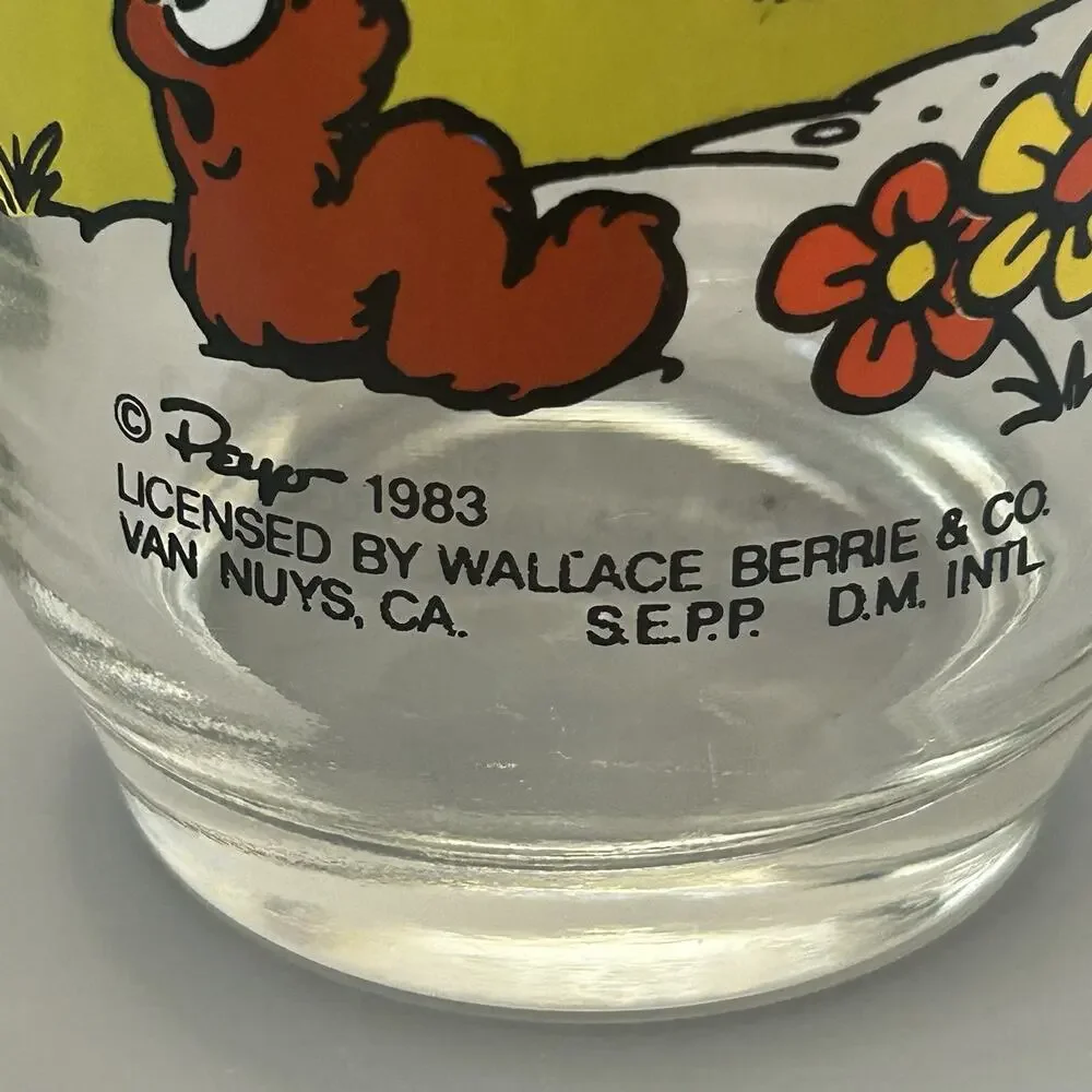 Smurf Clumsy and Harmony Collector Glass/Tumbler 1983 Peyo Vintage 6” Lot of 2